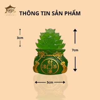 Bộ 3 Hũ Muối Gạo Tài Lộc Chiêu Tài May Mắn Cao 7cm Màu Xanh Lá