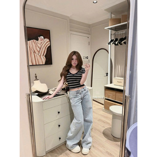 Quần Jeans Bò Suông Trơn Cạp Trễ QC
