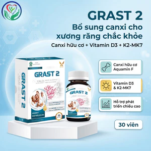 GRAST 2 30 viên bổ sung Canxi hữu cơ, Vitamin D3 K2 hỗ trợ xương răng chắc khỏe