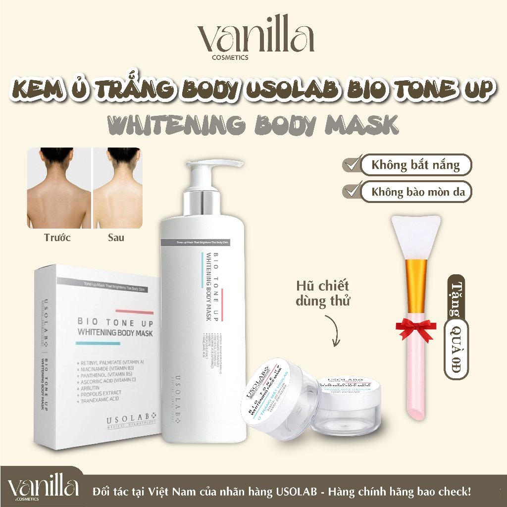 [Hàng Công Ty] Kem Ủ Trắng Usolab Bio Tone Up Whitening Body Mask Tại Salon Mẫu Thử Vanilla Cosmetics