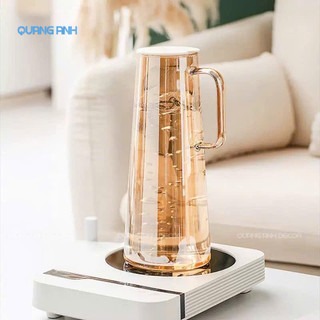 Bình Thủy Tinh Dáng Trụ Trơn Có Quai Chịu Nhiệt 1500ML | Chất Liệu Cao Cấp Phong Cách Hiện Đại