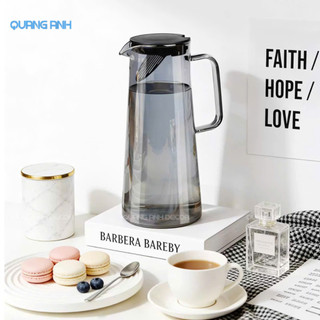 Bình Thủy Tinh Dáng Trụ Trơn Có Quai Chịu Nhiệt 1500ML | Chất Liệu Cao Cấp Phong Cách Hiện Đại