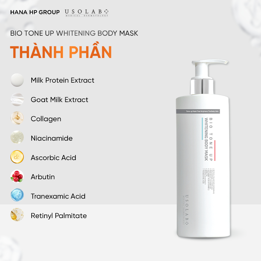 [Hàng Công Ty] Kem Ủ Trắng Usolab Bio Tone Up Whitening Body Mask Tại Salon Mẫu Thử Vanilla Cosmetics