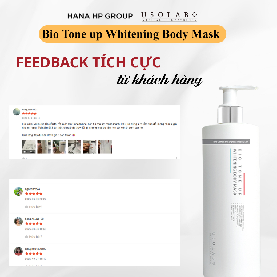 [Hàng Công Ty] Kem Ủ Trắng Usolab Bio Tone Up Whitening Body Mask Tại Salon Mẫu Thử Vanilla Cosmetics