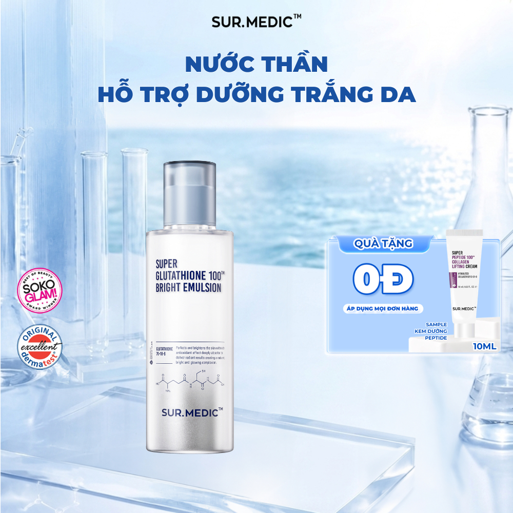 glutathione dạng nước Thần Dưỡng Trắng Sữa SUR.MEDIC Super Bright Emulsion 120ml 🌸🌸Nước Uống Trắng Da Sunshine