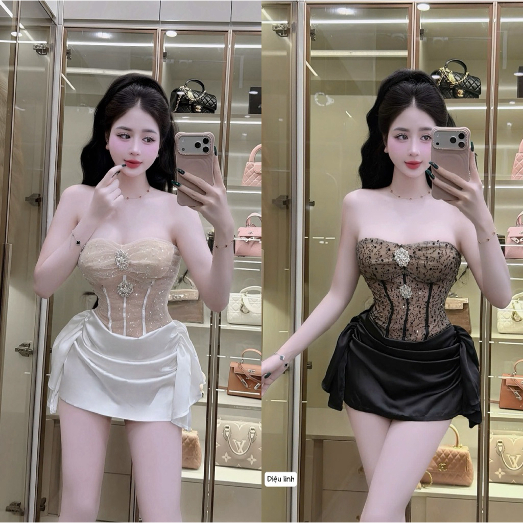 Đầm kim sa phối lụa kèm tag🥰