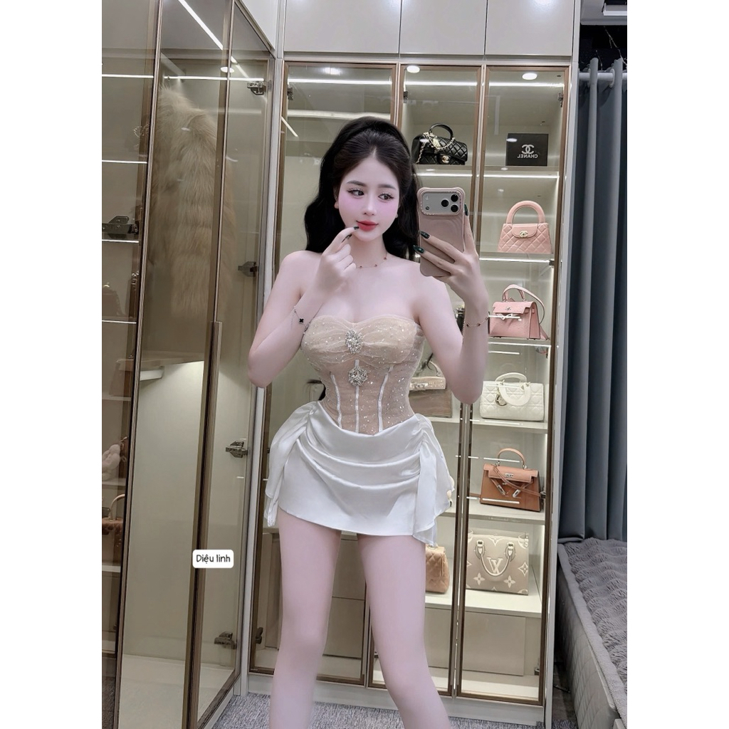 Đầm kim sa phối lụa kèm tag🥰