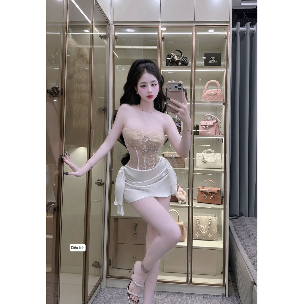 Đầm kim sa phối lụa kèm tag🥰
