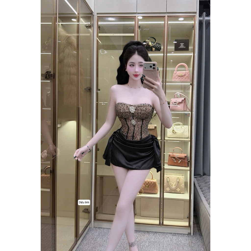 Đầm kim sa phối lụa kèm tag🥰