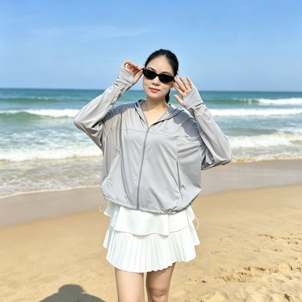 Áo Chống Nắng Croptop Su Lạnh Enade UPF50+,(CN3),Form ngắn cánh rơi 2026