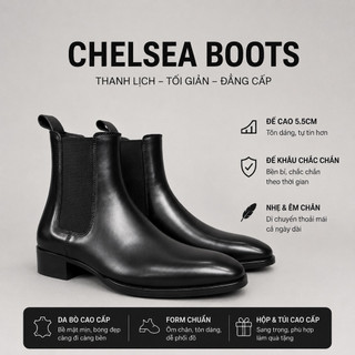 (Giày Không Nhăn) Chelsea Boots Nam Classic Dustino, Giày Boot Nam Không Nhăn Local Brand