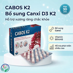 CABOS K2 30 viên bổ sung Canxi, Vitamin D3 K2 hỗ trợ xương răng chắc khỏe