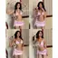 2Soonsumff Set bikini 3 mảnh họa tiết chấm bi màu hồng buộc dây sexy kèm váy quấn ngoài cho nữ