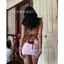2Soonsumff Set bikini 3 mảnh họa tiết chấm bi màu hồng buộc dây sexy kèm váy quấn ngoài cho nữ