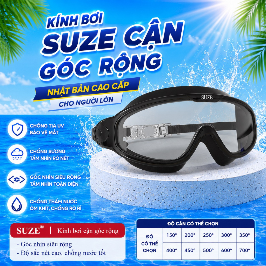 Kính bơi cận góc rộng SUZE cao cấp giá rẻ