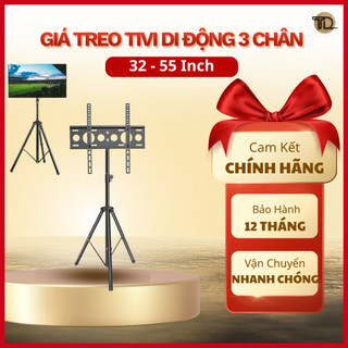 Giá Treo Tivi 3 Chân Di Động Chịu Lực - Kệ Treo Tivi Chỉnh Độ Cao Từ 32 - 65 Inch