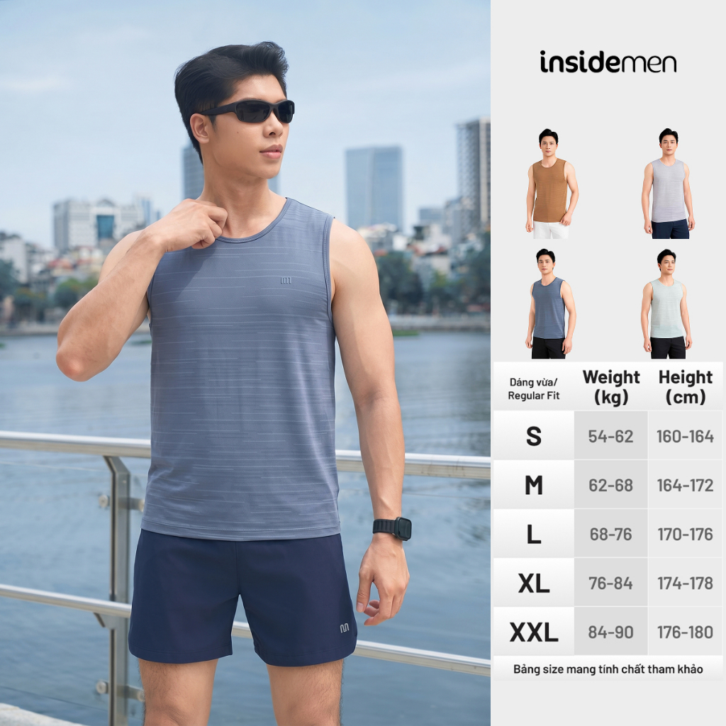 [MUA 2 GIẢM 5%]Áo Ba Lỗ Lưới Nam Insidemen Regular Fit, Phong Cách Năng Động, Chất Liệu Co Giãn ITL020MAH0