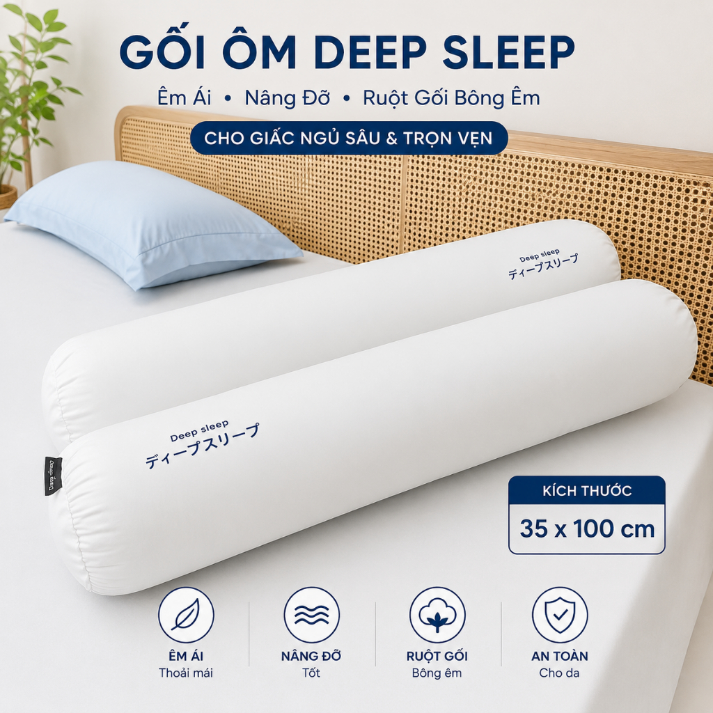 Ruột gối ôm lông vũ nhật bản 35 x 100 cm mềm mại êm ái đàn hồi tốt - EMPIRE | Bedding & Decor