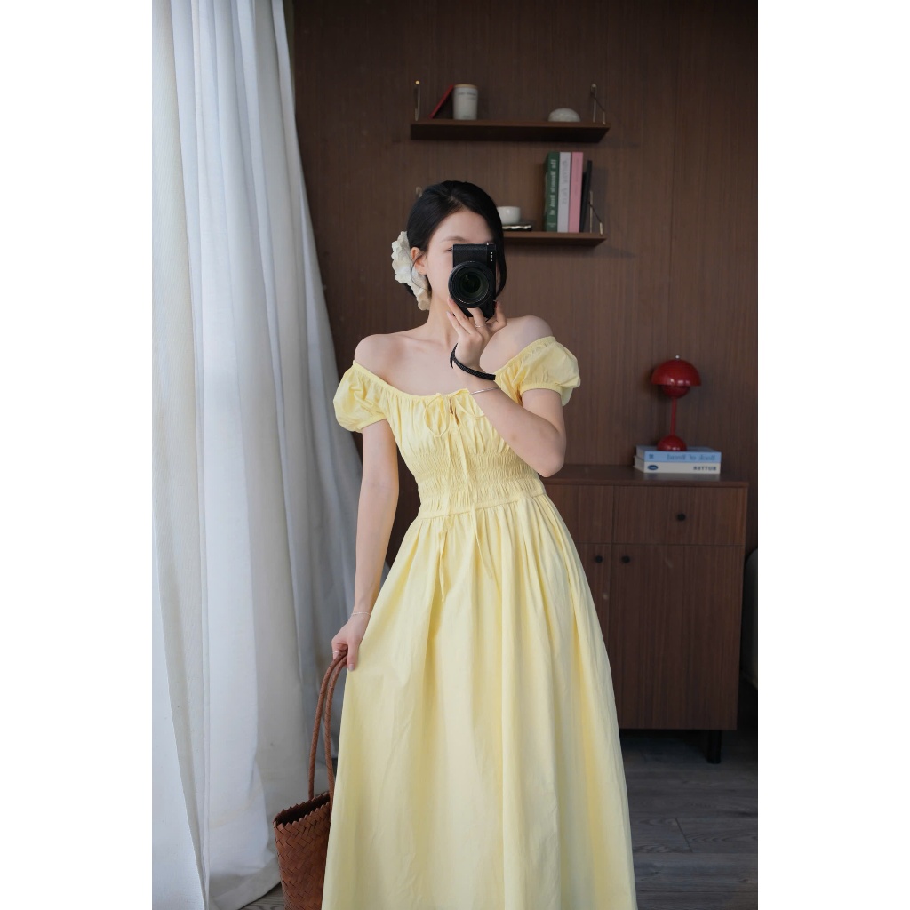 Flowy Off Maxi (TSW) Váy maxi nhún eo xoè 2 lớp Nữ The.sweaterweather