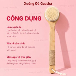 Bàn Chải Khô Body Cán Dài Tay Cầm Gỗ Sồi Có Dây Treo Tiện Lợi Lông Tự Nhiên Giúp Tẩy Da Chết Nhẹ Nhàng Sáng Mịn Da