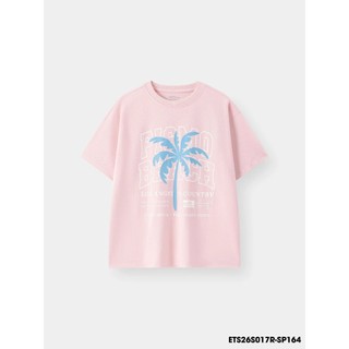 Áo Thun Không Cổ Bé Gái ETS26S017R | Wookids | Áo Thun Trẻ Em 9-14 Tuổi | 100% Cotton Mềm Mại, Thoáng Mát