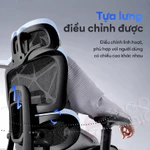 Ghế công thái học Ngả 135 độ kèm gác chân Tựa đầu tay vịn 3D Đệm lưng chỉnh cao Lưới họa tiết đẹp — ảnh 4