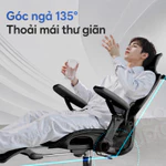 Ghế công thái học Ngả 135 độ kèm gác chân Tựa đầu tay vịn 3D Đệm lưng chỉnh cao Lưới họa tiết đẹp — ảnh 2