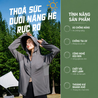 Áo Chống Nắng Nữ Dáng Rộng Cao Cấp Upf50+ |Chống Uv, Khóa Kéo 2 Chiều, Lưng Lưới Thoáng Khí