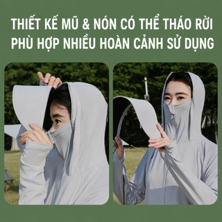 Áo Chống Nắng Nữ Dáng Rộng Cao Cấp Upf50+ |Chống Uv, Khóa Kéo 2 Chiều, Lưng Lưới Thoáng Khí