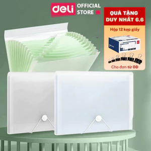 Túi Đựng Tài Liệu 13 Ngăn Deli File Cặp Tệp Đựng Tài Liệu A4 Nhiều Ngăn Đựng Giấy Tờ
