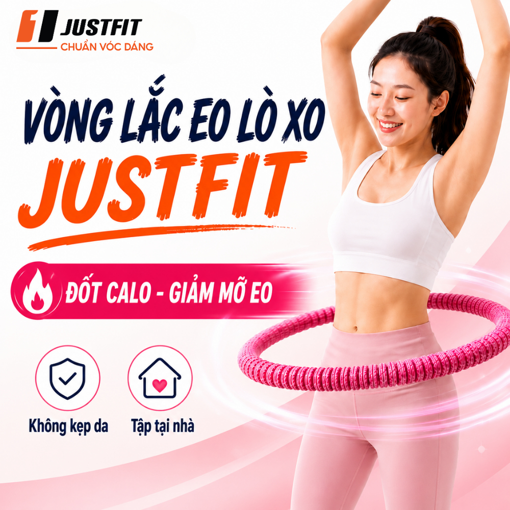 Vòng lắc eo lò xo JUSTFIT bọc nhựa mềm giảm mỡ nhanh, eo thon săn chắc tập tại nhà tiện lợi