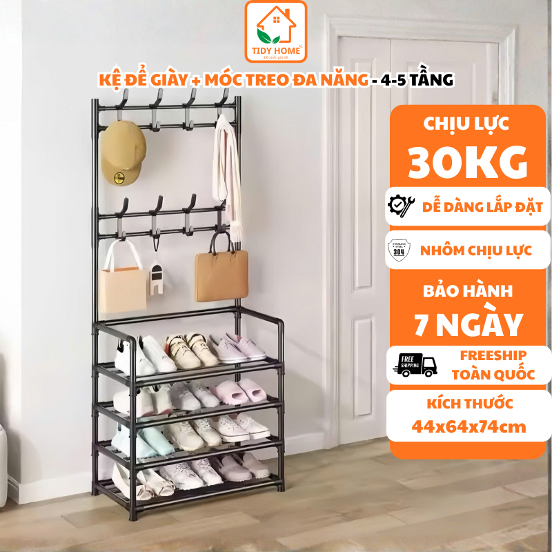 [HÀNG LOẠI 1] Kệ giày đa năng có móc treo đồ  khung thép chắc chắn lắp ráp nhanh