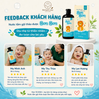 Nước tắm gội thảo mộc bon bon Home Care hỗ trợ giảm mẩn ngứa, rôm sảy hăm tã cho bé sơ sinh 500ml