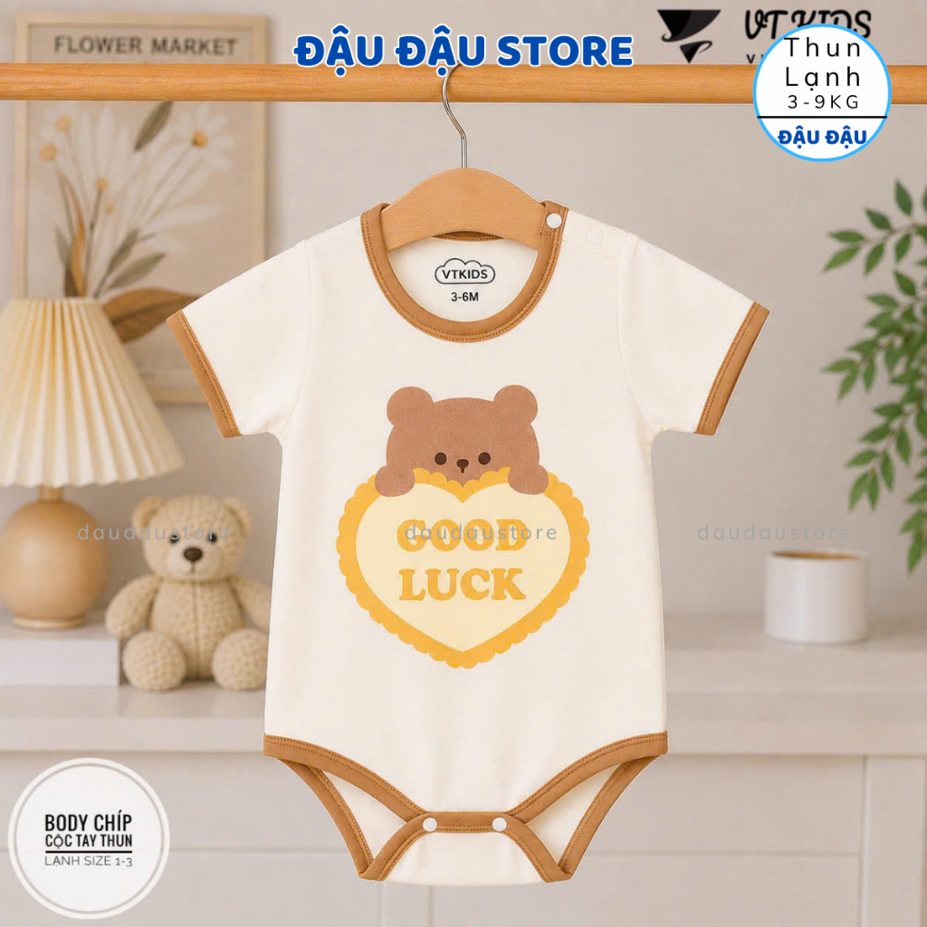 Set 2/3 body chip bodysuit cộc tay thun lạnh cho bé sơ sinh từ 3-9 kg mềm mại cho bé trai bé gái VT Đậu Đậu Store