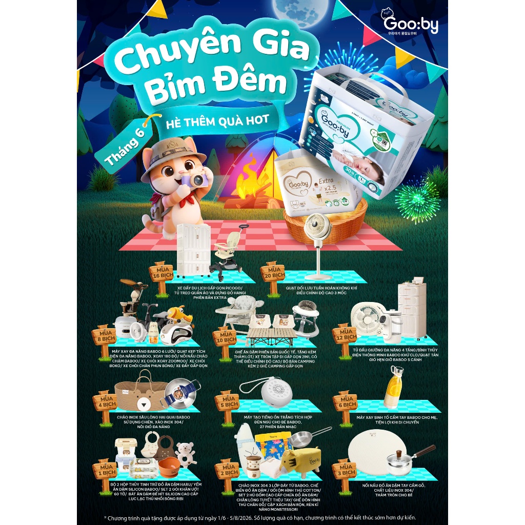 Quà tặng tã bỉm Gooby ( dành cho tất cả các dòng sản phẩm tã dán, tã quần, tã quần Gooby Premium)