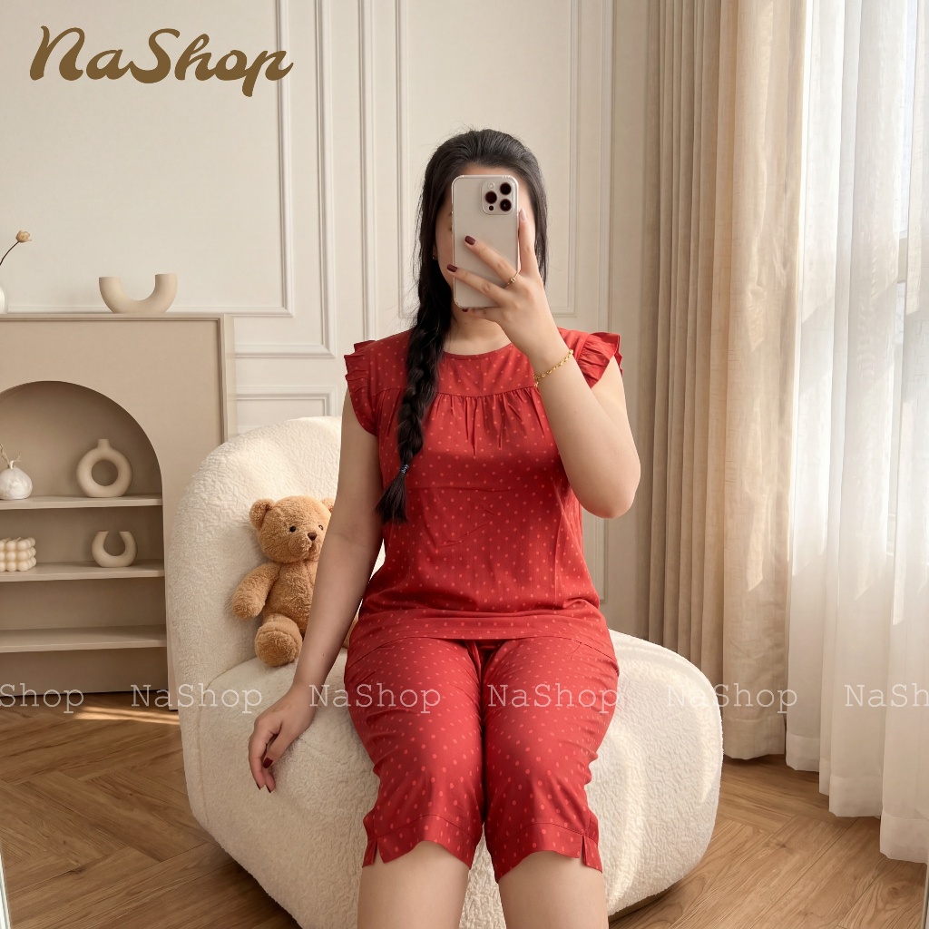 [MÀU MỚI] Đồ bộ mặc nhà Quần lửng Tay cánh tiên, Chất tôn lanh mềm mát mịn Form dễ mặc Size 40-75kg