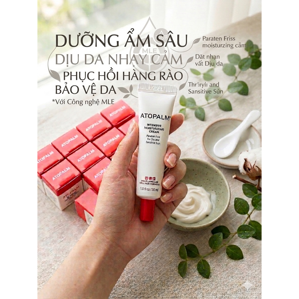 KEM DƯỠNG ẨM ATOPALM MLE CREAM HÀN QUỐC – HỖ TRỢ PHỤC HỒI HÀNG RÀO DA CHO DA KHÔ, DA NHẠY CẢM