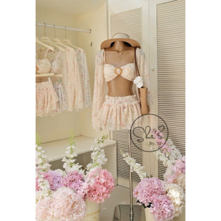 Set Ren Hoa 3 Món: Bra + Chân Váy Xoè + Cardigan Chuẩn She’s