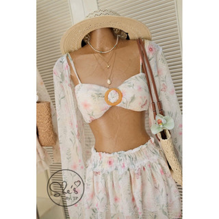 Set Ren Hoa 3 Món: Bra + Chân Váy Xoè + Cardigan Chuẩn She’s