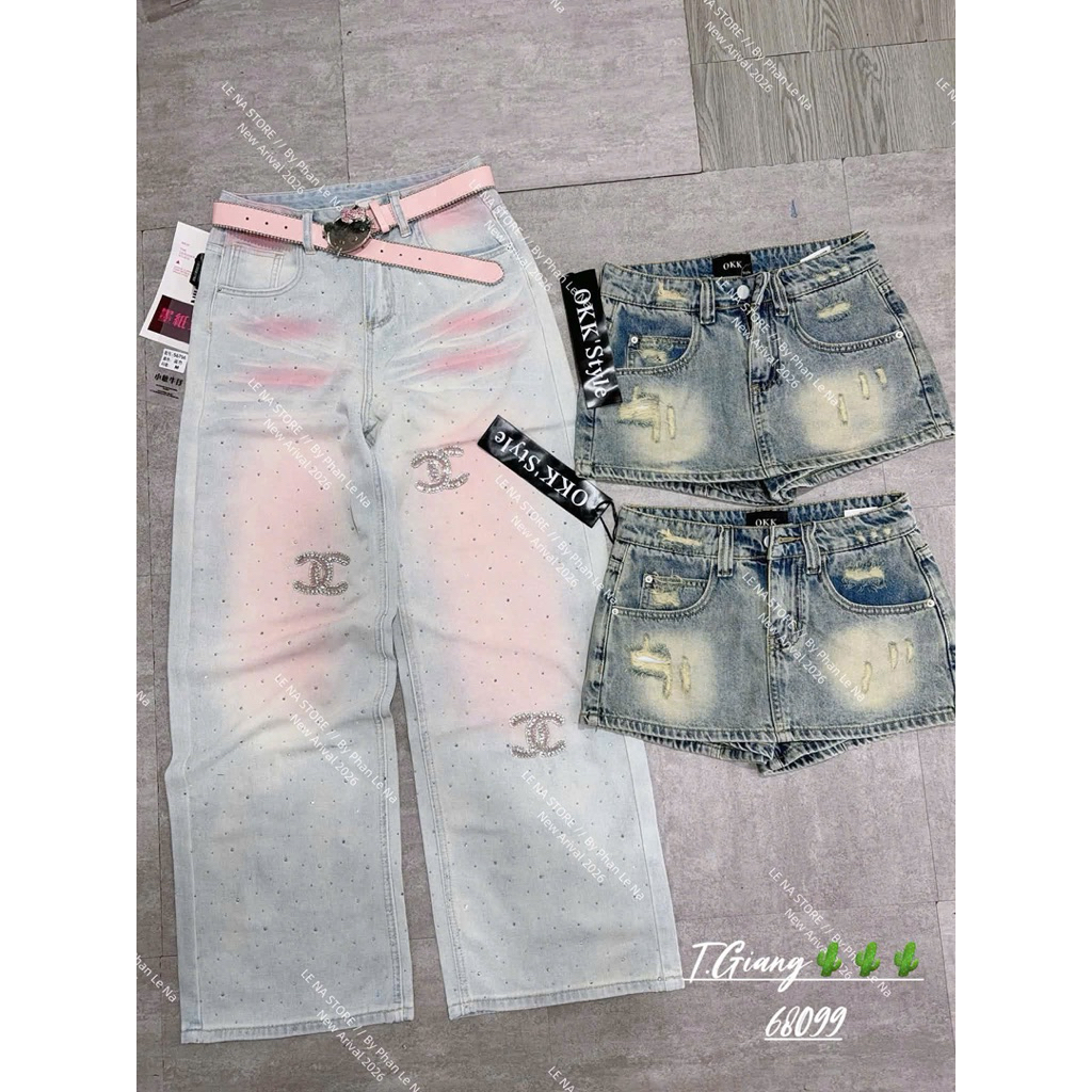 Quần giả váy jean rách hot hittt (mác Okk)