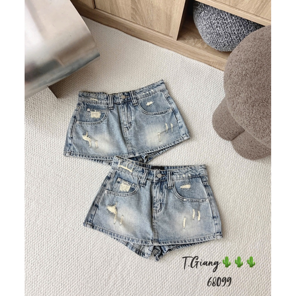 Quần giả váy jean rách hot hittt (mác Okk)