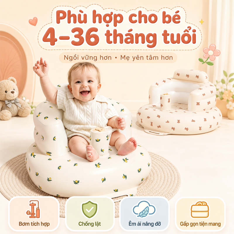 ghế tập ngồi cho bé,Máy bơm tự động,Dễ dàng mang theo,Tự Động Chống trơn,Lưu trữ có thể gập lại