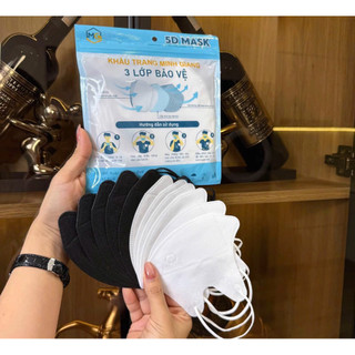Khẩu trang 5d combo 100 cái ( túi 10 cái ) 3 lớp kháng khuẩn