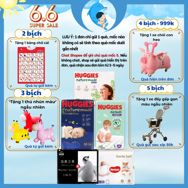 Tã/bỉm quần/ dán Huggies Nature Made NB60/S82/M64/L54/XL44/M58/L44/XL38/2XL26 cho bé từ 5 đến 17kg MECAHEO