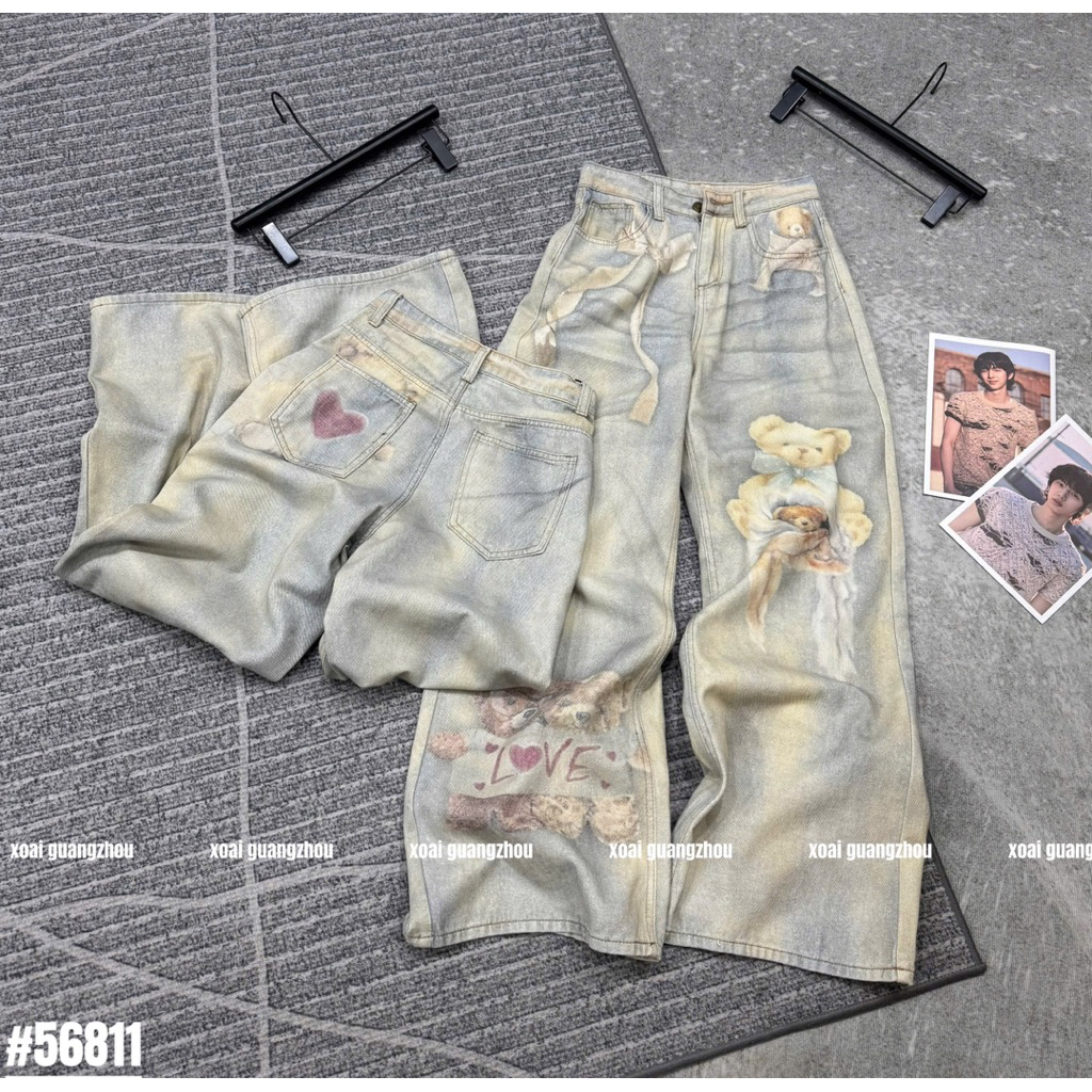 🥭Jeans xuông in gấu 3D e về thêm mã dự đoán là siu hot hit lun ạ màu xanh nhạt xinh iu zô cùng 💞 • #56781 • S/M/L