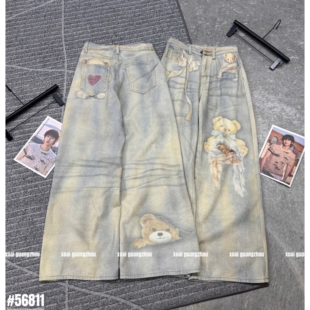 🥭Jeans xuông in gấu 3D e về thêm mã dự đoán là siu hot hit lun ạ màu xanh nhạt xinh iu zô cùng 💞 • #56781 • S/M/L