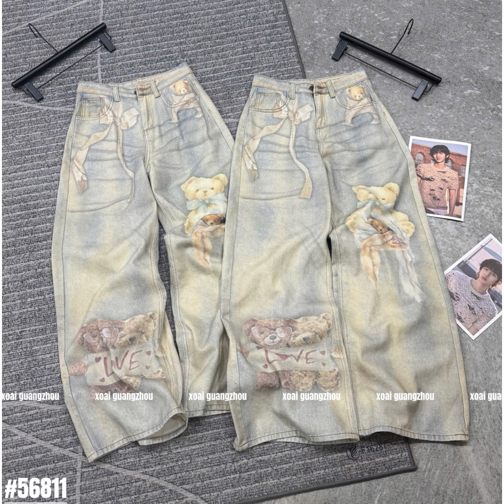 🥭Jeans xuông in gấu 3D e về thêm mã dự đoán là siu hot hit lun ạ màu xanh nhạt xinh iu zô cùng 💞 • #56781 • S/M/L