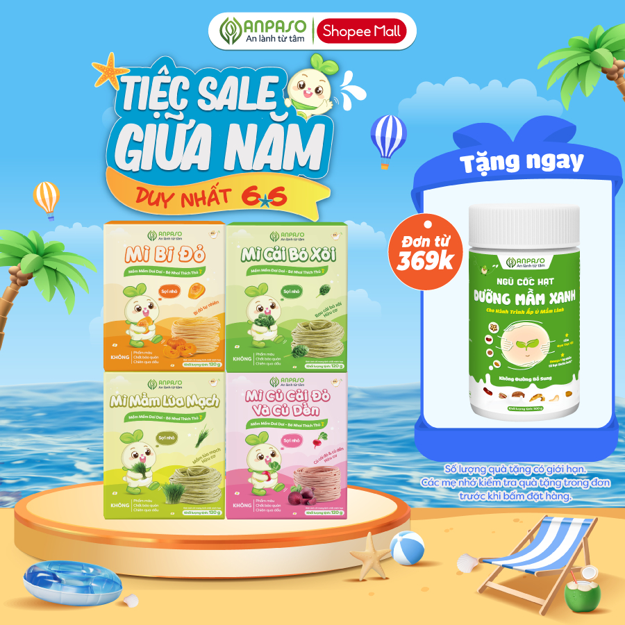Mì Ăn Dặm cho bé Anpaso -  Đồ Ăn Dặm Cho Bé Vị Rau Củ - Mỳ Cải Bó Xôi Hữu Cơ Organic gói 120g