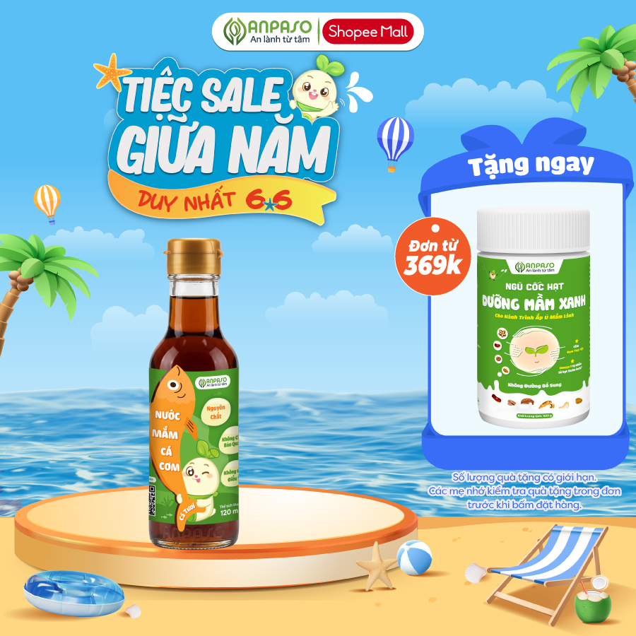 Nước Mắm Ăn Dặm Cho Bé Anpaso 120ml - Nước mắm nguyên chất 40 độ Đạm