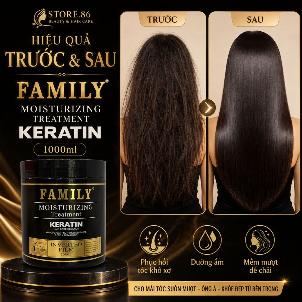 Hấp Hũ Family 1000ml | Kem Ủ Tóc Dưỡng Ẩm, Mềm Mượt, Tiết Kiệm Cho Salon & Gia Đình